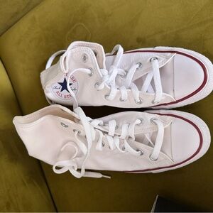 Converse White High-Top Sneakers with Red Accents